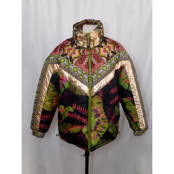 NWT!! FARM RIO Rauti Metallic Reversible Puffer Jacket Après Ski Winter Outdoors - Picture 3 of 16